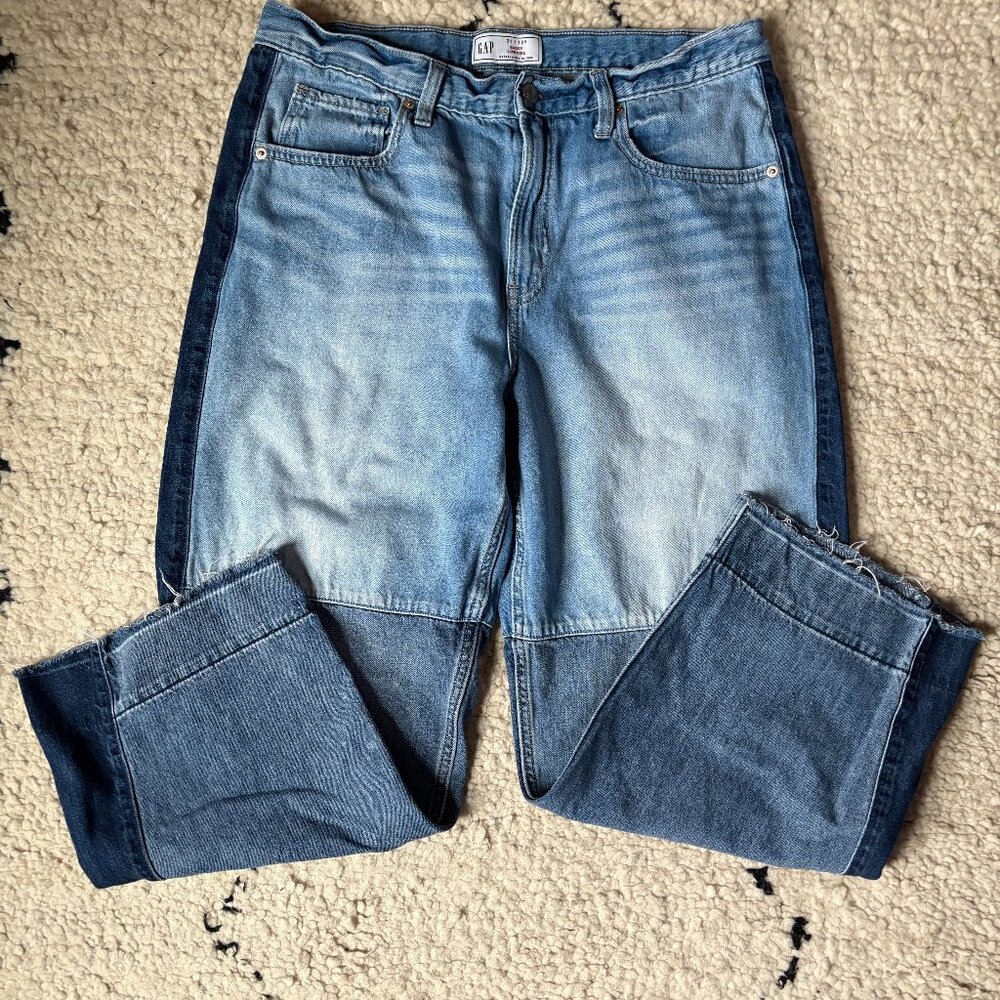 Gap Baggy Low Rise cotton denim mixed media blue jeans women's 31 / 12 short